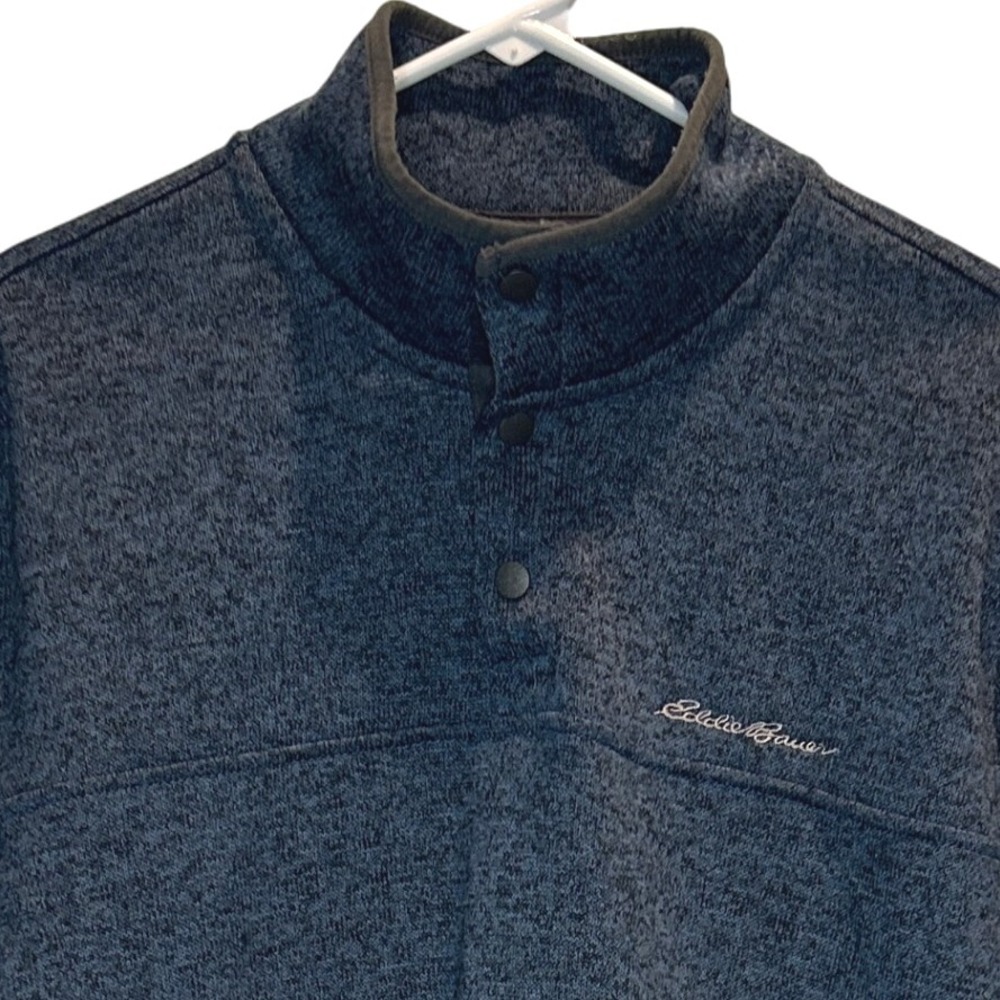 Eddie Bauer Men's TXL Tall‎ Pullover Sweater 1/4 Button Neck Blue Heathered